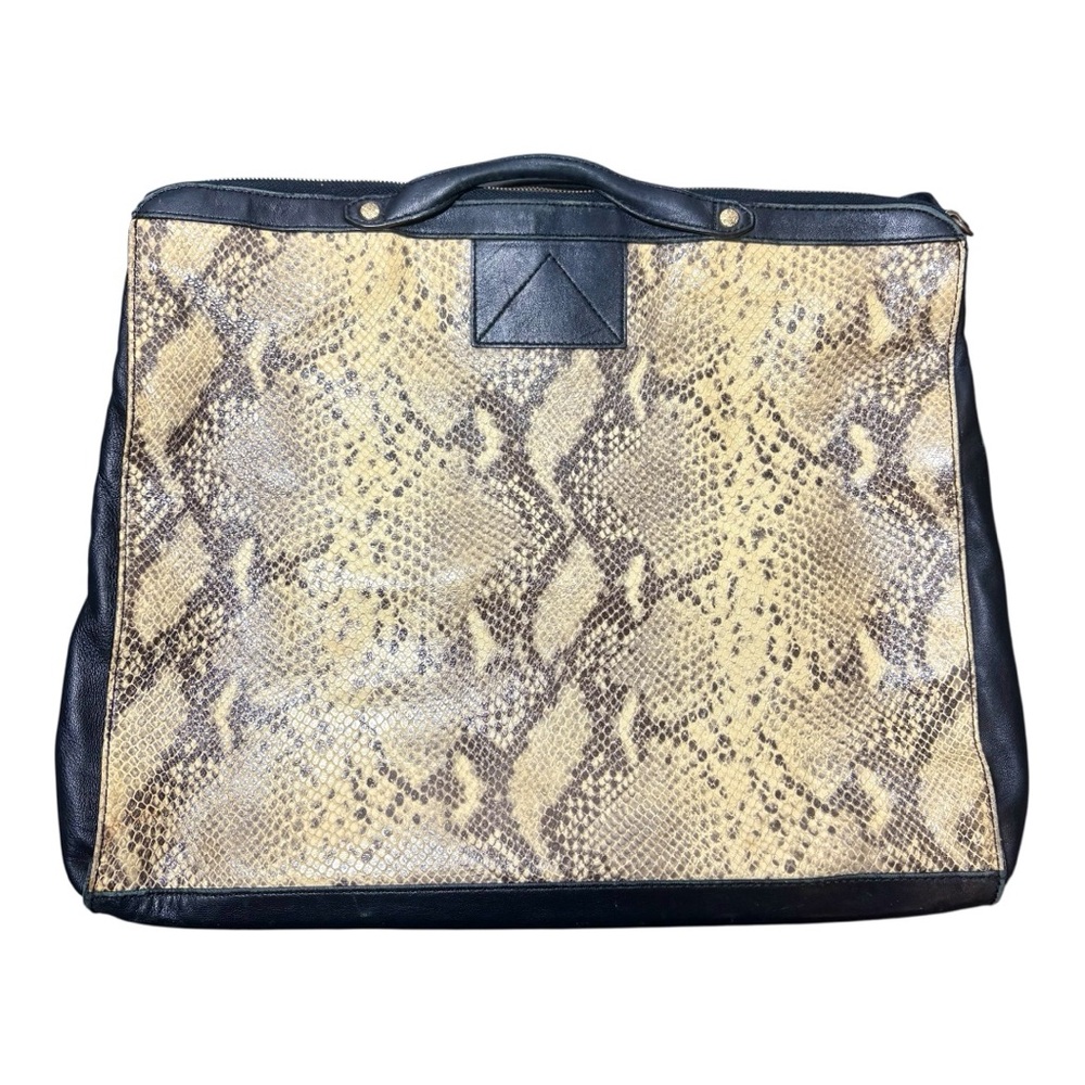 CYNTHIA VINCENT Snakeskin Pattern Black Leather Bankers Clutch